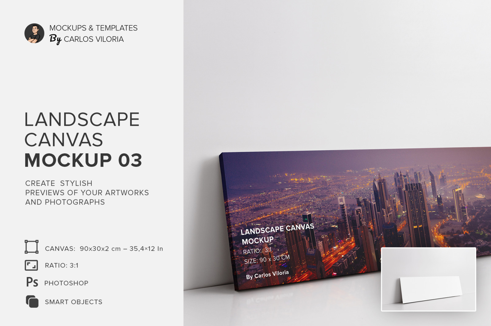 Landscape Canvas Ratio 3x1 Mockup 03