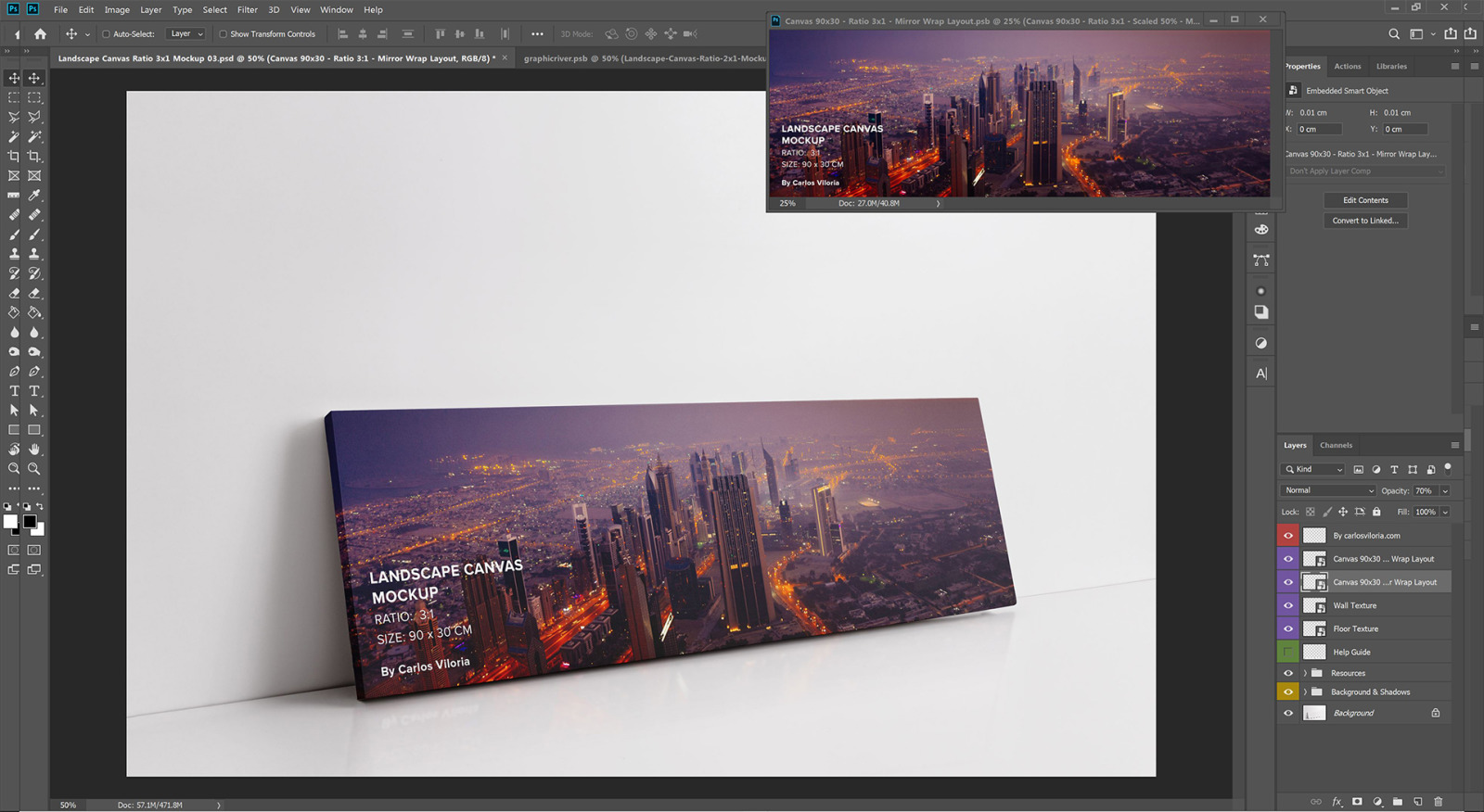 Landscape Canvas Ratio 3x1 Mockup 03