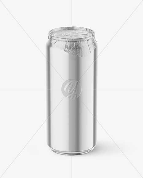 440ml Glossy Metallic Drink Can w/ Foil Lid Mockup