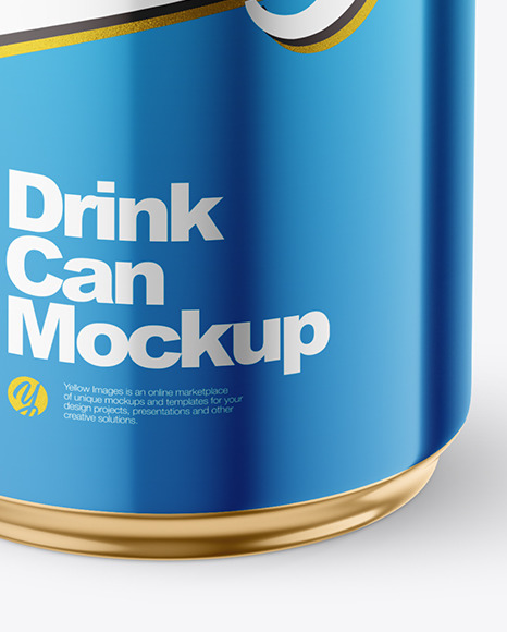 440ml Glossy Metallic Drink Can w/ Foil Lid Mockup