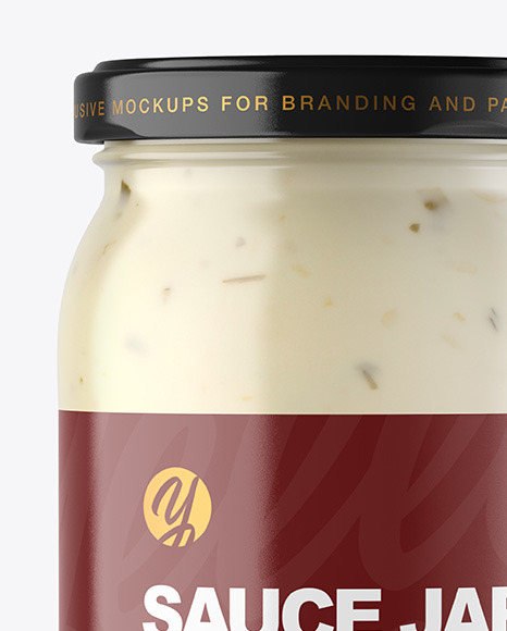 Clear Glass Jar with Tar Tar Sauce Mockup