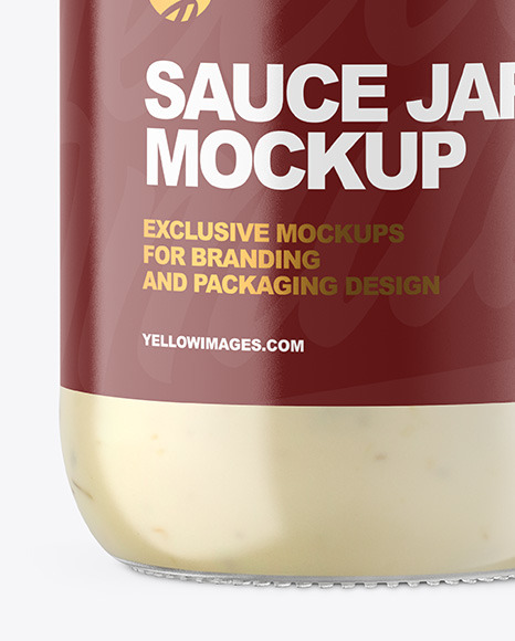 Clear Glass Jar with Tar Tar Sauce Mockup