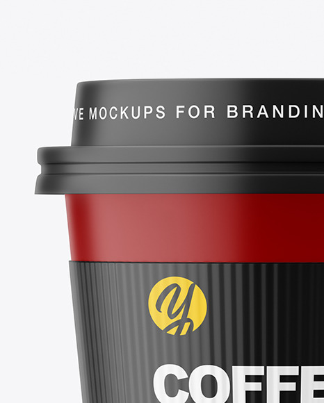 Matte Paper Coffee Cup with Holder Mockup