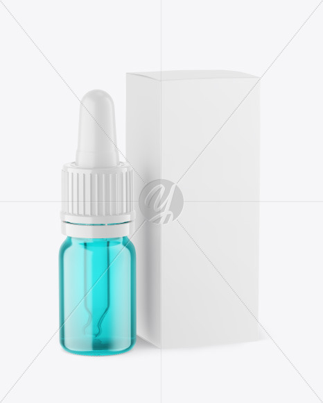 Colored Glass Dropper Bottle w/ Box Mockup