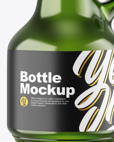 Green Glass Bottle Mockup