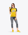 Woman in a Raglan T-Shirt Mockup