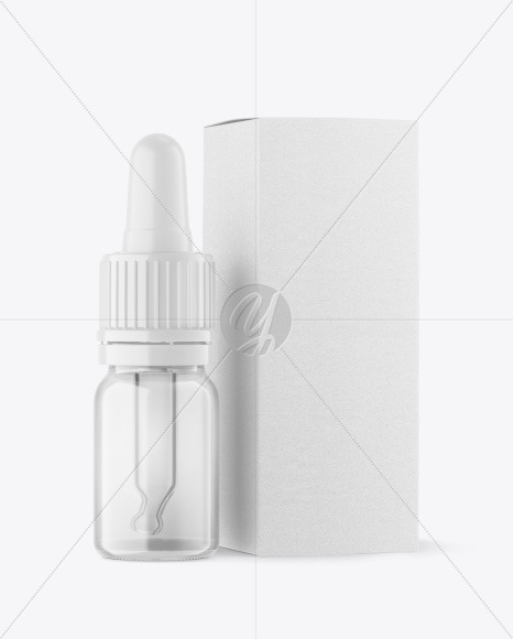 Clear Glass Dropper Bottle w/ Kraft Box Mockup