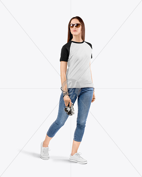 Woman in a Raglan T-Shirt Mockup