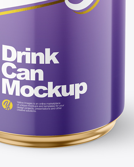 440ml Glossy Drink Can w/ Foil Lid Mockup