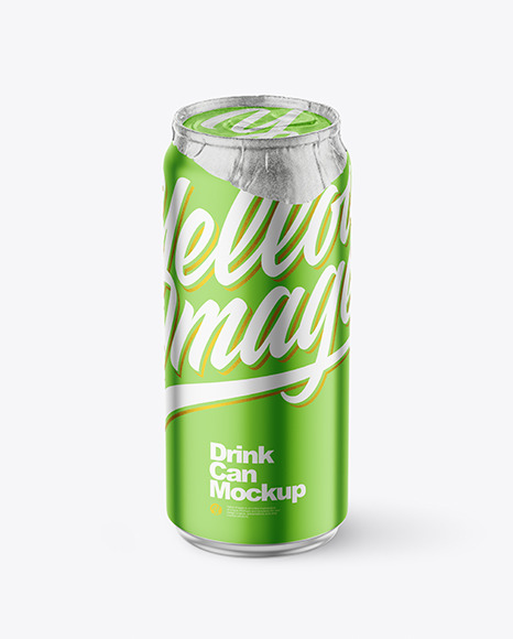 440ml Matte Metallic Drink Can w/ Foil Lid Mockup