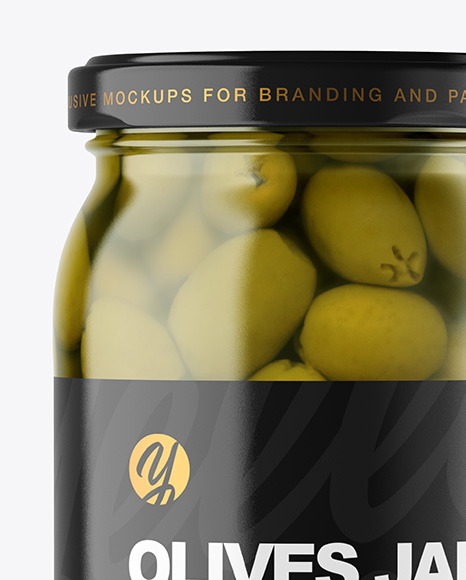 Clear Glass Jar with Olives Mockup