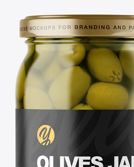 Clear Glass Jar with Olives Mockup