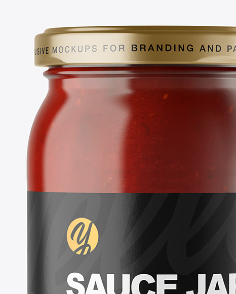 Clear Glass Jar with Red Sauce Mockup