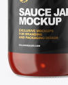 Clear Glass Jar with Red Sauce Mockup