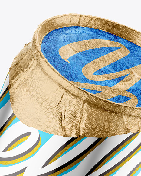 440ml Glossy Metallic Drink Can w/ Foil Lid Mockup