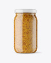 Clear Glass Jar with Wholegrain Mustard Mockup