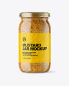 Clear Glass Jar with Wholegrain Mustard Mockup