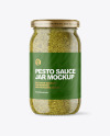 Clear Glass Jar with Pesto Sauce Mockup