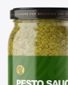Clear Glass Jar with Pesto Sauce Mockup Clear Glass Jar with Pesto Sauce Mockup