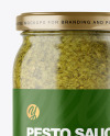 Clear Glass Jar with Pesto Sauce Mockup Clear Glass Jar with Pesto Sauce Mockup