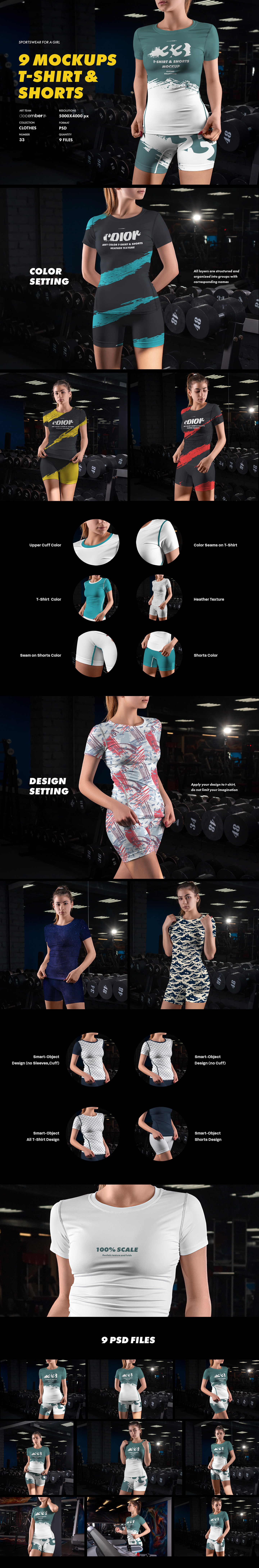 9 Sports T-Shirts and Shorts Mockups 9 Sports T-Shirts and Shorts Mockups