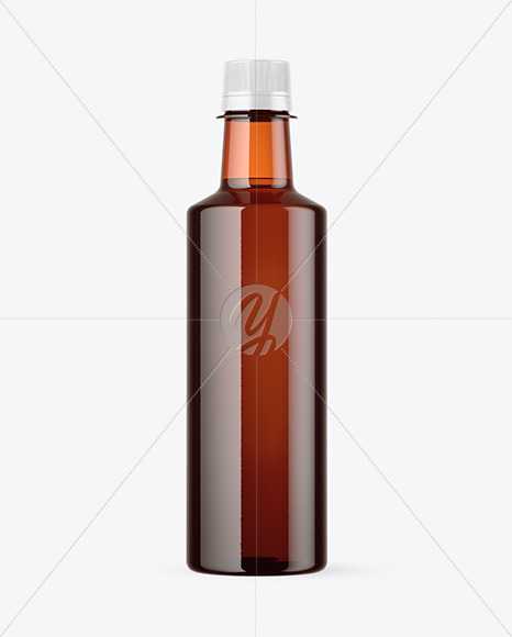 Amber Plastic Bottle Mockup