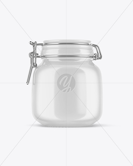 Glossy Ceramic Jar w/ Clamp Lid Mockup