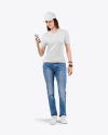 Woman in a V-Neck T-Shirt Mockup