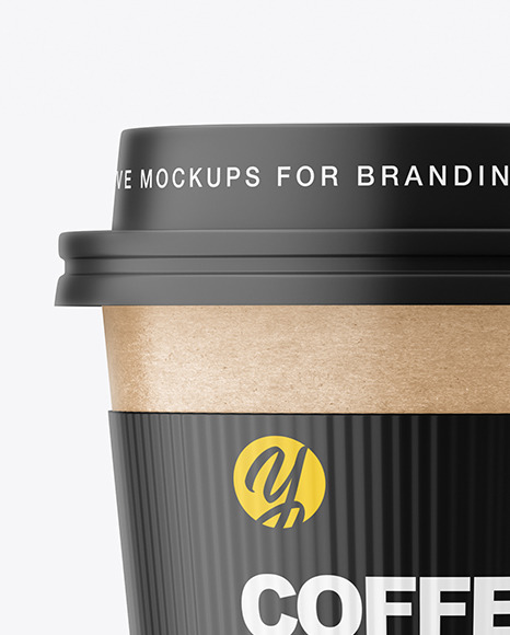 Kraft Paper Coffee Cup with Holder Mockup