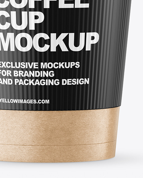 Kraft Paper Coffee Cup with Holder Mockup