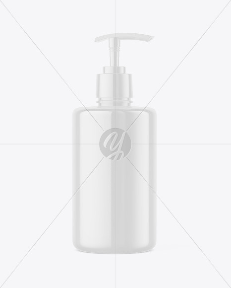 Glossy Plastic Bottle w/ Dispenser Mockup