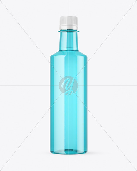 Color Plastic Bottle with Water Mockup