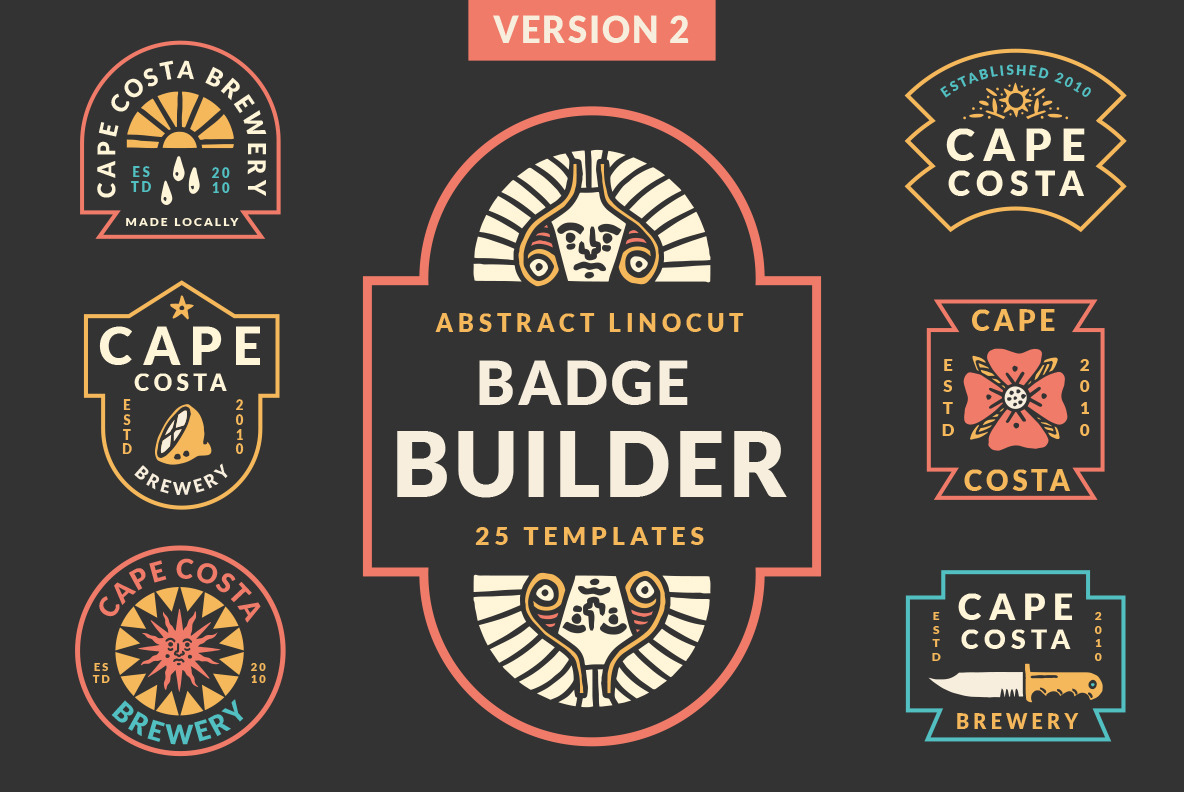 Abstract Linocut Badge Builder V2