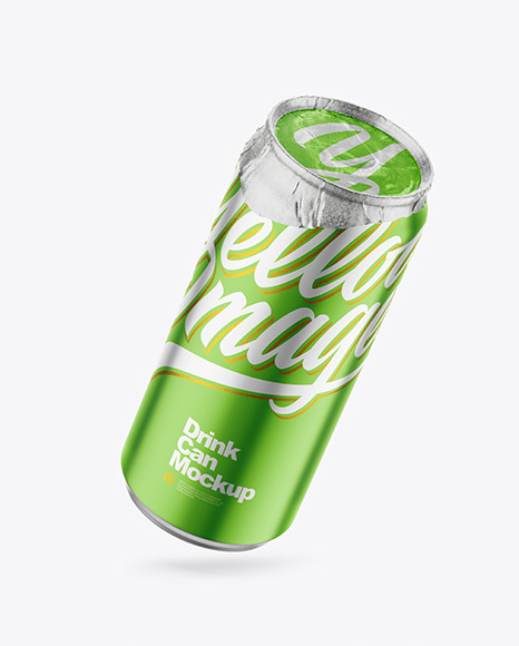 440ml Matte Metallic Drink Can w/ Foil Lid Mockup