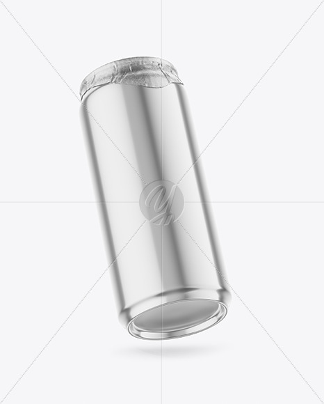 440ml Glossy Metallic Drink Can w/ Foil Lid Mockup
