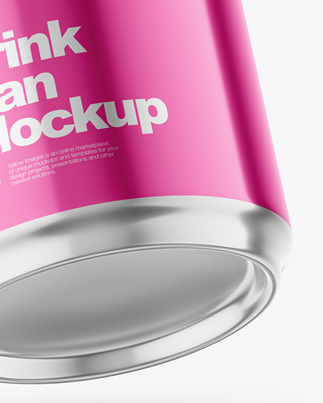 440ml Glossy Metallic Drink Can w/ Foil Lid Mockup
