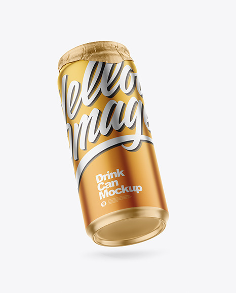 440ml Matte Metallic Drink Can w Foil Lid Mockup - Energy drink can mockup