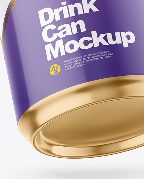 440ml Glossy Drink Can w/ Foil Lid Mockup