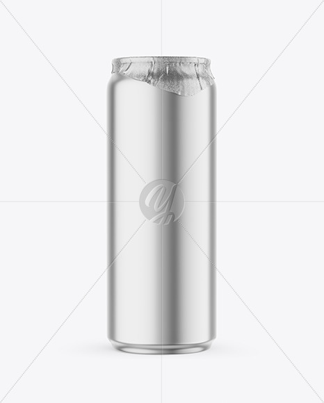 500ml Matte Metallic Drink Can w/ Foil Lid Mockup