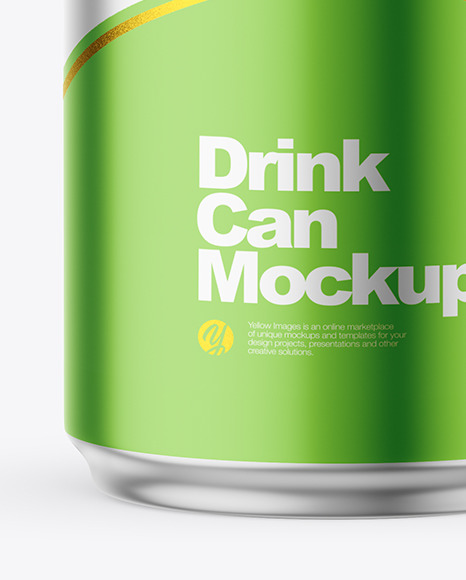 500ml Matte Metallic Drink Can w/ Foil Lid Mockup