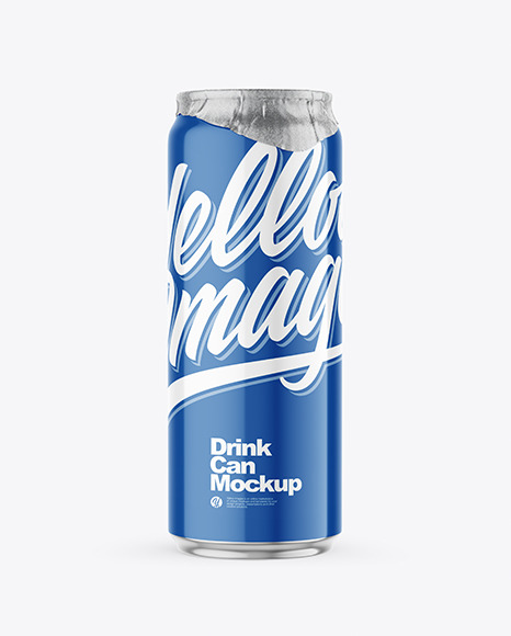 500ml Glossy Drink Can w/ Foil Lid Mockup