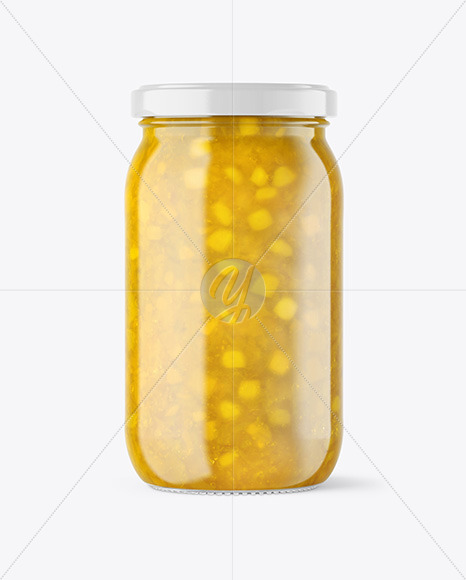 Clear Glass Jar with Pineapple jam Mockup