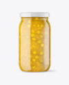 Clear Glass Jar with Pineapple jam Mockup