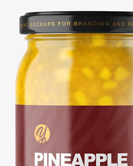 Clear Glass Jar with Pineapple jam Mockup