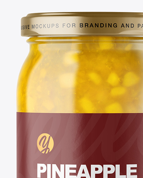 Clear Glass Jar with Pineapple jam Mockup