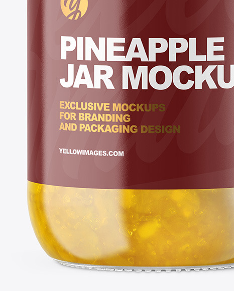 Clear Glass Jar with Pineapple jam Mockup