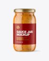 Clear Glass Jar with Chipotle Sauce Mockup