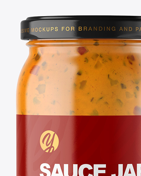 Clear Glass Jar with Chipotle Sauce Mockup