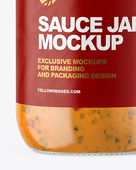 Clear Glass Jar with Chipotle Sauce Mockup