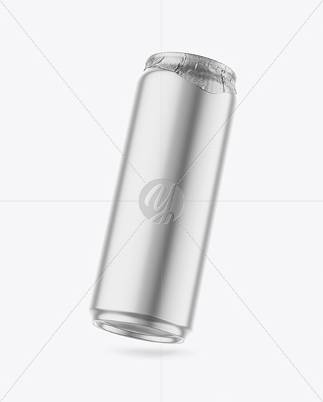 500ml Matte Metallic Drink Can w/ Foil Lid Mockup